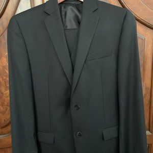 Calvin Klein black 3 piece Men's Suit, S: 36R, pants 32x32, with vest, 100% wool